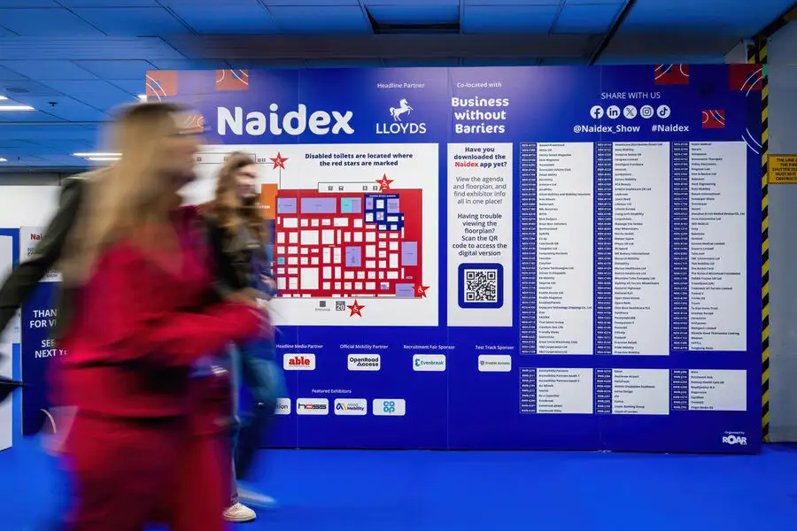 Information board showing the layout plan of Naidex exhibition