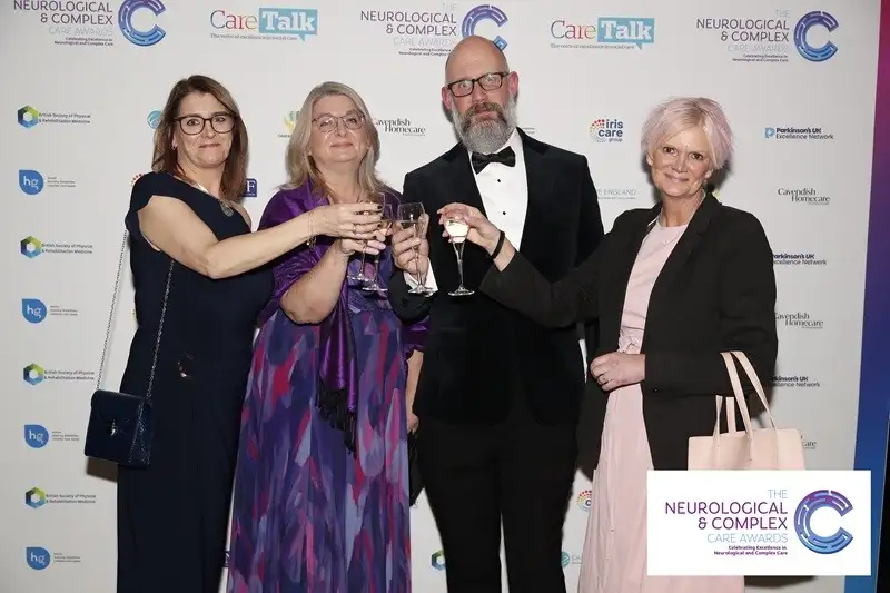 The team from Cygnet Healthcare (3 women and a man) at the at the Neurological and Complex Care Awards