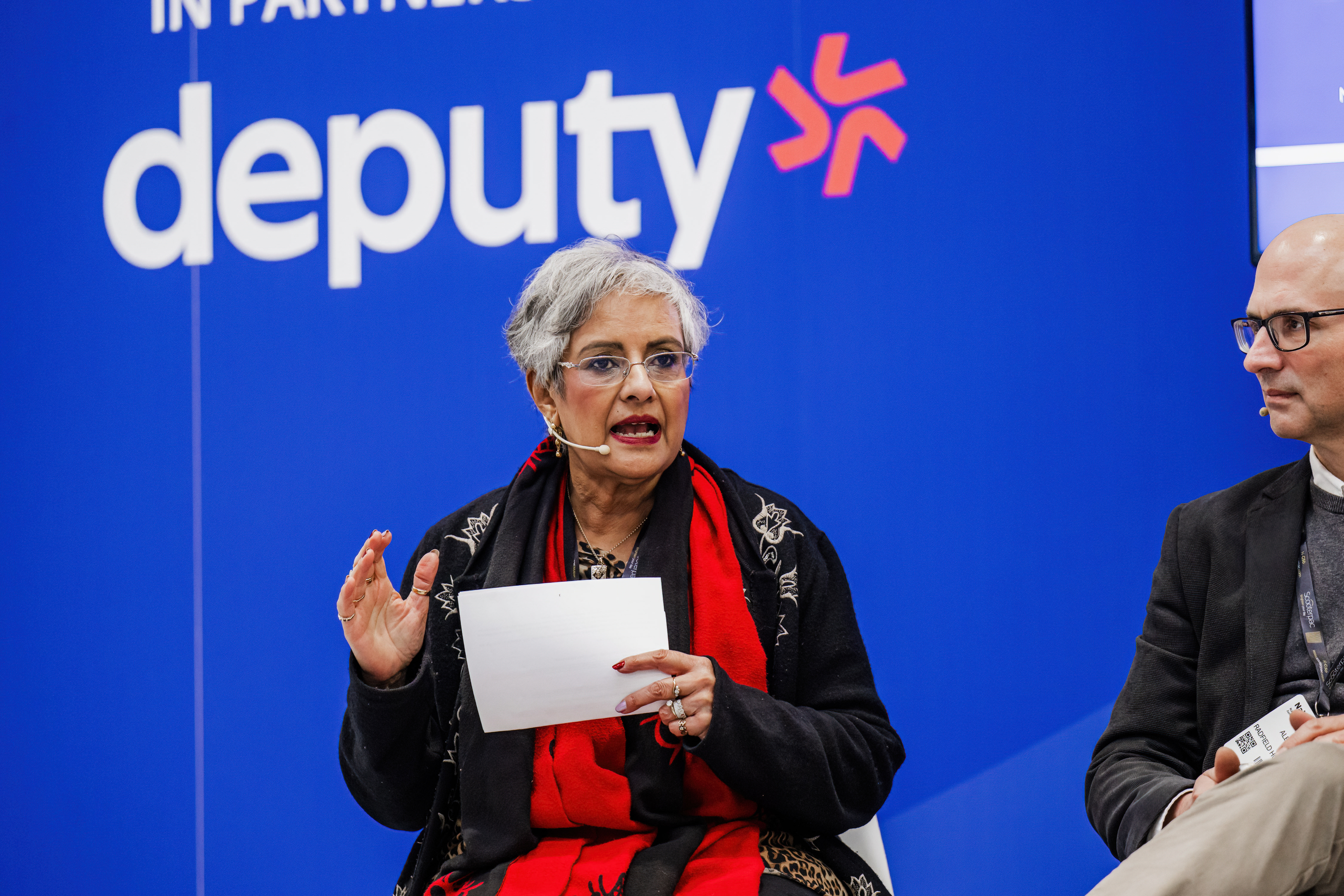 A picture of Nadra Ahmed CBE speaking at Care & Dementia 2026